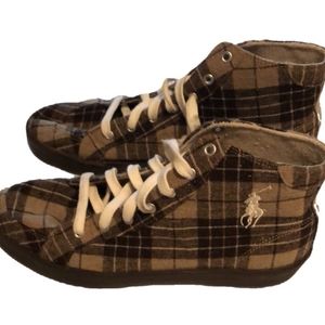 Ralph Lauren high top plaid tennis shoes . Sz12